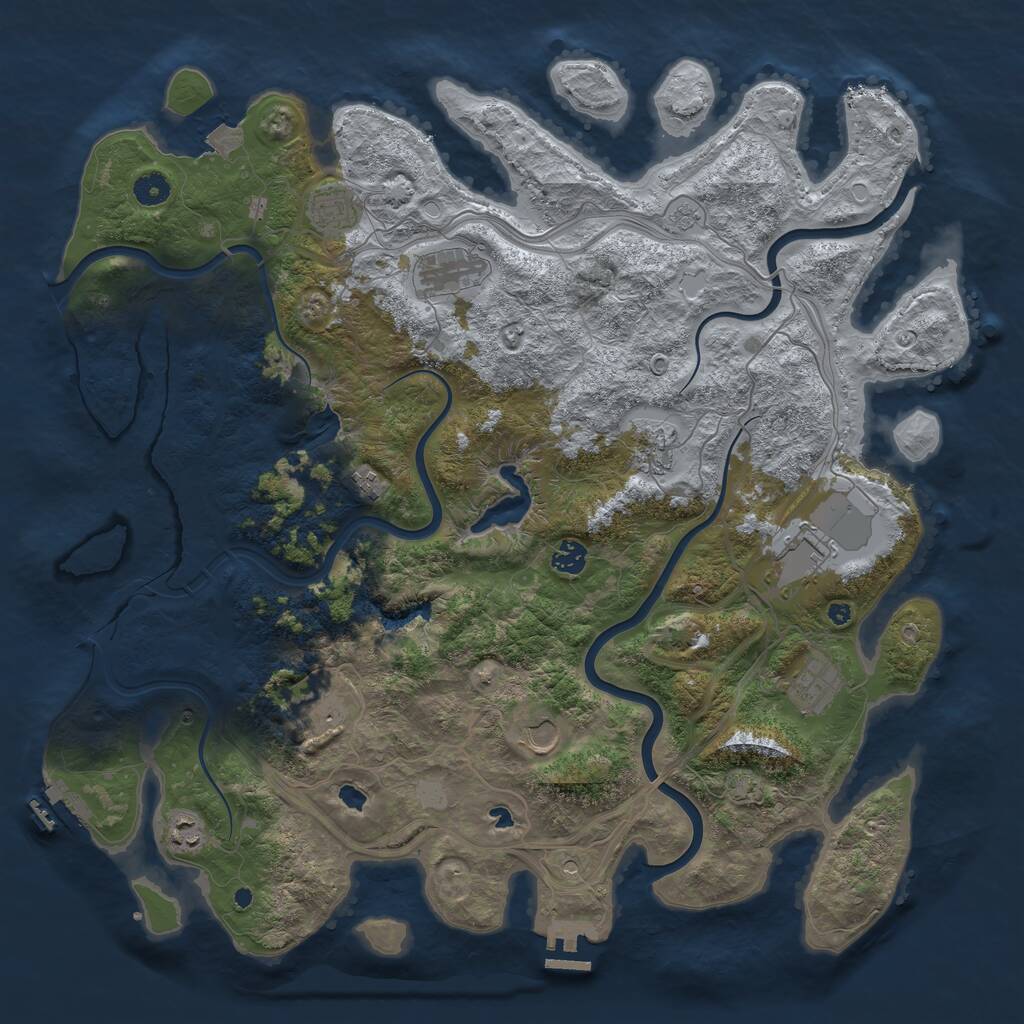 Rust Map: Procedural Map, Size: 4500, Seed: 381930346, 16 Monuments