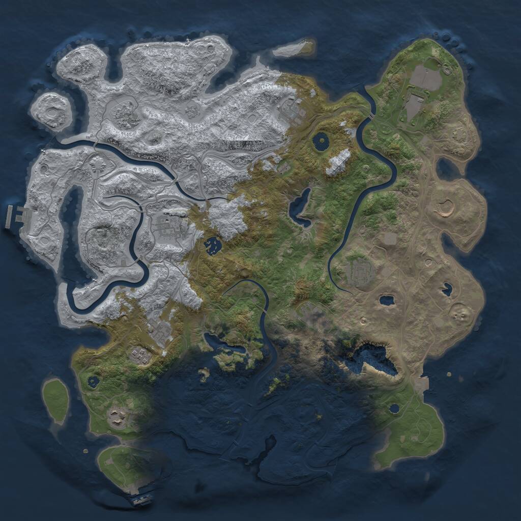 Rust Map: Procedural Map, Size: 4500, Seed: 1326438467, 17 Monuments