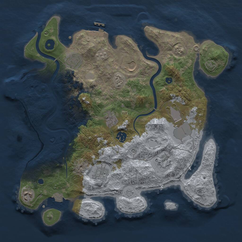 Rust Map: Procedural Map, Size: 3550, Seed: 481981, 15 Monuments