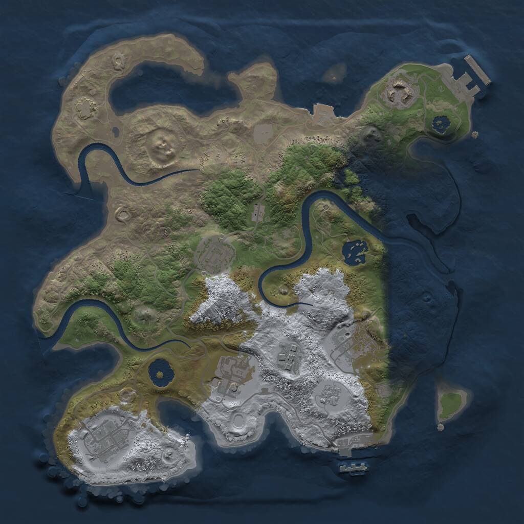 Rust Map: Procedural Map, Size: 3000, Seed: 70721826, 12 Monuments