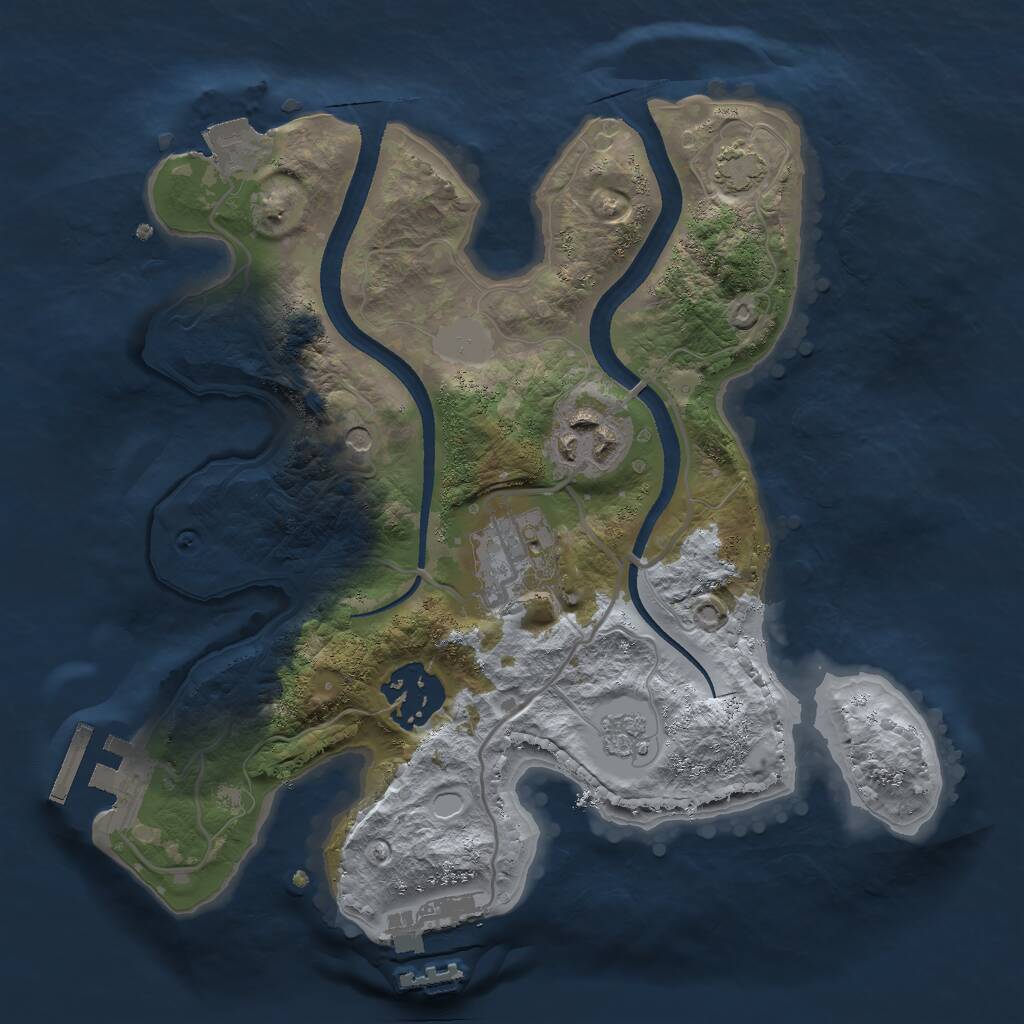 Rust Map: Procedural Map, Size: 2500, Seed: 713456923, 9 Monuments