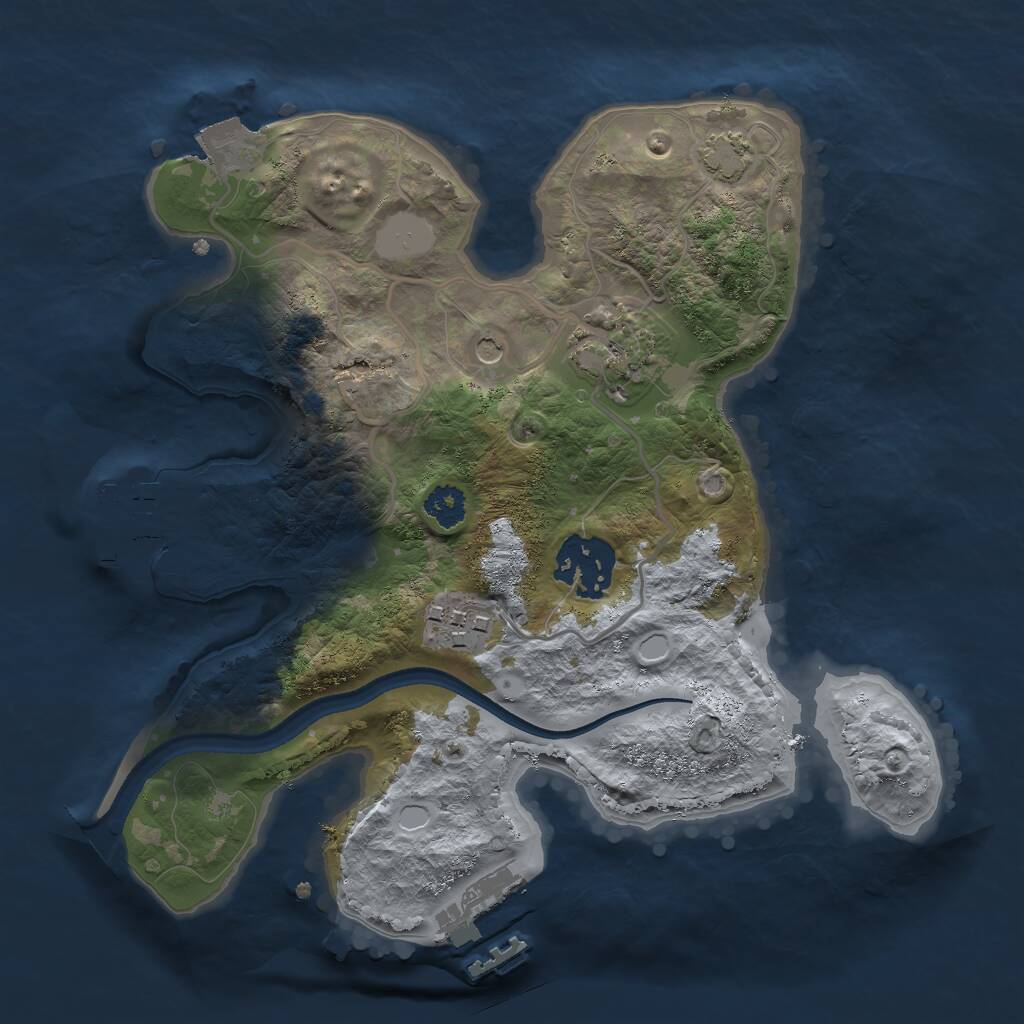 Rust Map: Procedural Map, Size: 2500, Seed: 713456923, 8 Monuments