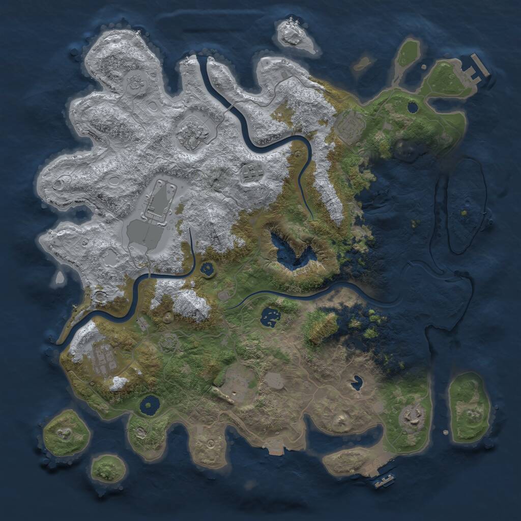 Rust Map: Procedural Map, Size: 4000, Seed: 875540761, 14 Monuments