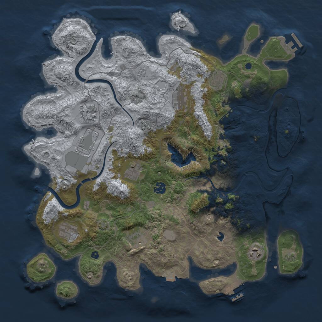 Rust Map: Procedural Map, Size: 4000, Seed: 875540761, 16 Monuments