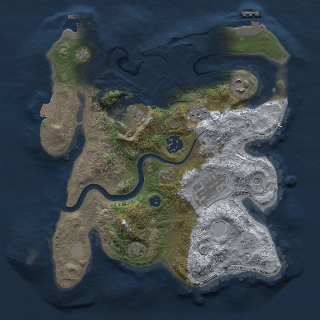 Rust Map: Procedural Map, Size: 2800, Seed: 1024394068, 11 Monuments