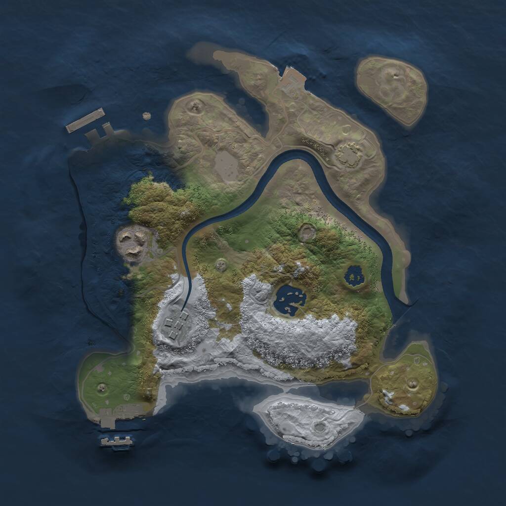 Rust Map: Procedural Map, Size: 2500, Seed: 1864133756, 7 Monuments