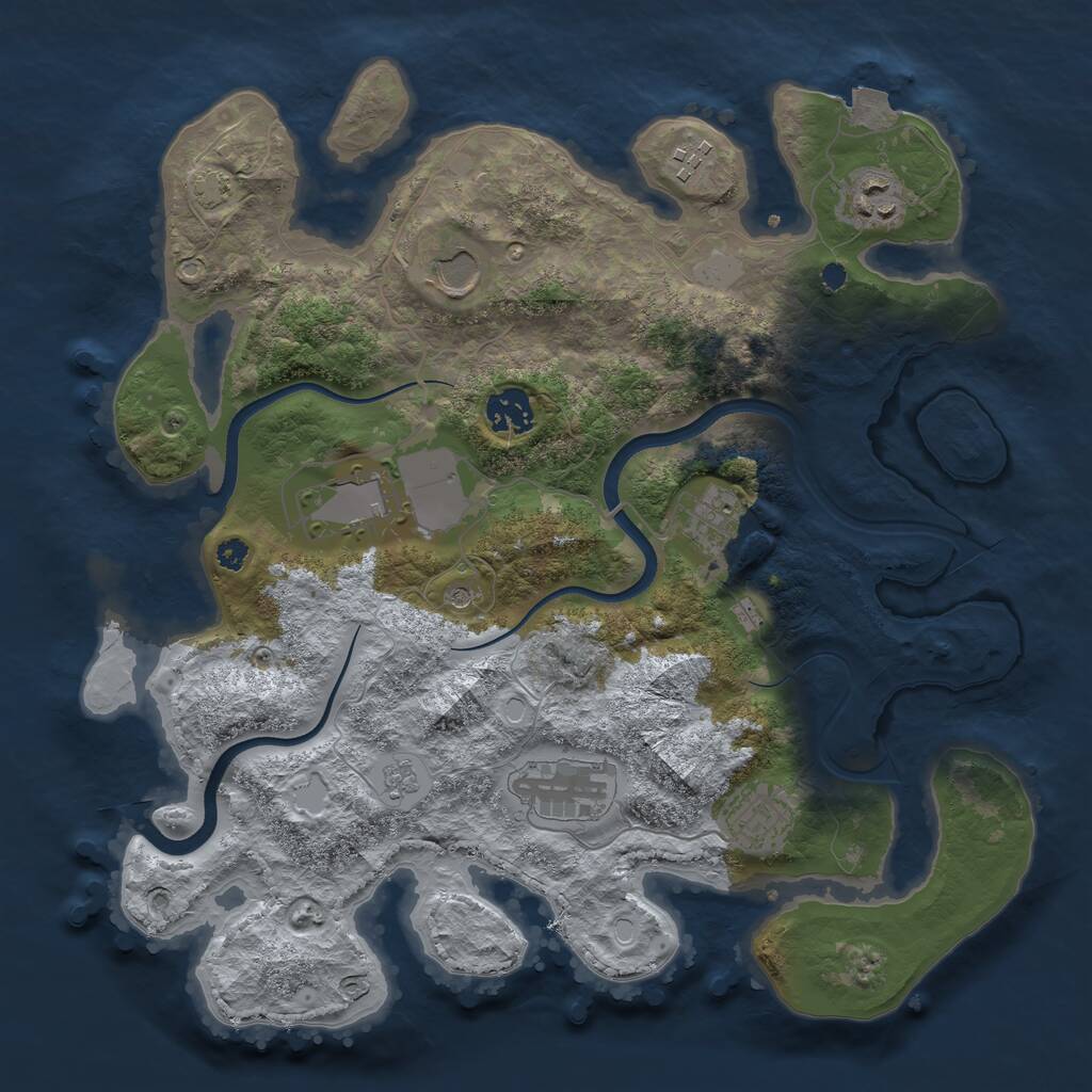 Rust Map: Procedural Map, Size: 3500, Seed: 1094364132, 12 Monuments