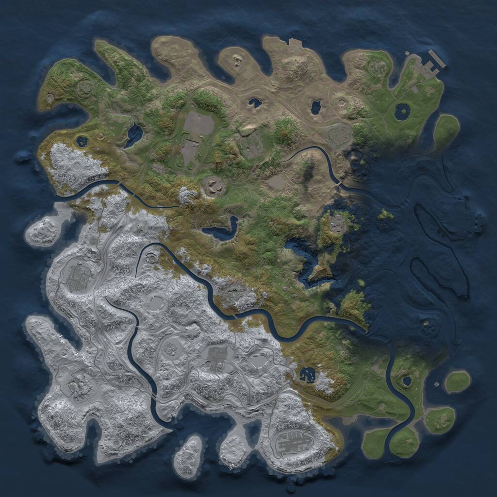 Rust Map: Procedural Map, Size: 4500, Seed: 70901458, 16 Monuments