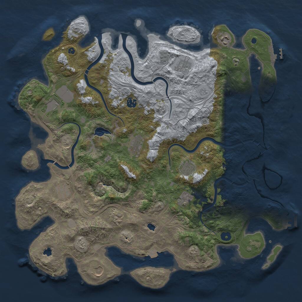 Rust Map: Procedural Map, Size: 4500, Seed: 810087439, 17 Monuments