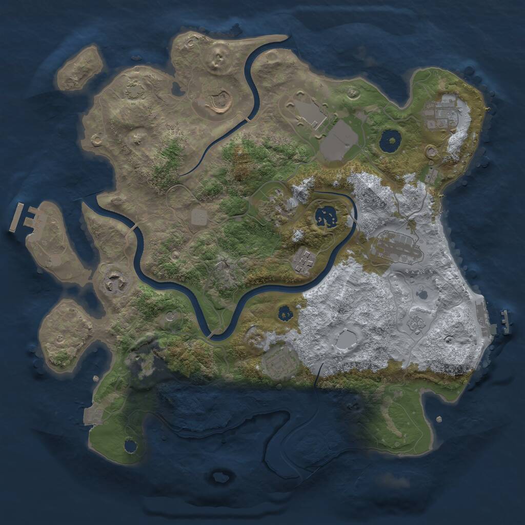 Rust Map: Procedural Map, Size: 3500, Seed: 620092076, 16 Monuments