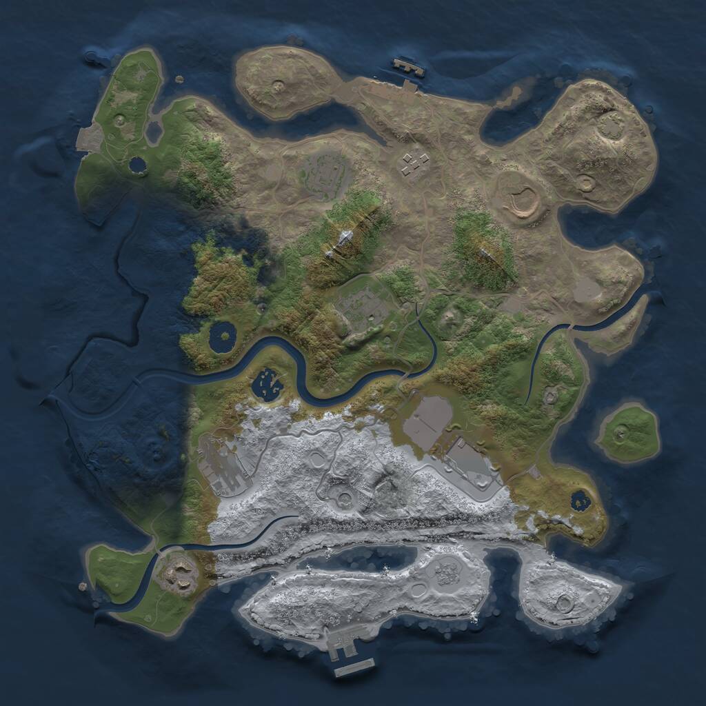 Rust Map: Procedural Map, Size: 3500, Seed: 208, 14 Monuments