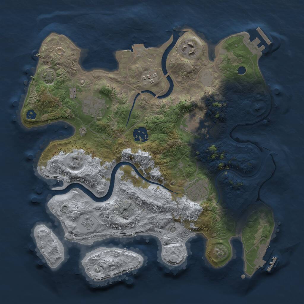 Rust Map: Procedural Map, Size: 3000, Seed: 1484652496, 12 Monuments