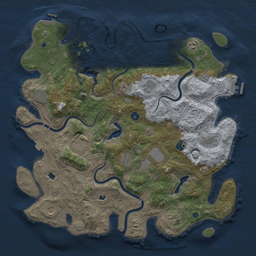 Rust Map: Procedural Map, Size: 4500, Seed: 307452291, 17 Monuments