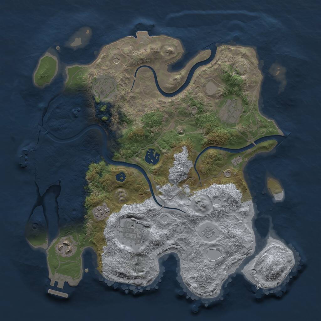 Rust Map: Procedural Map, Size: 3200, Seed: 5366, 12 Monuments