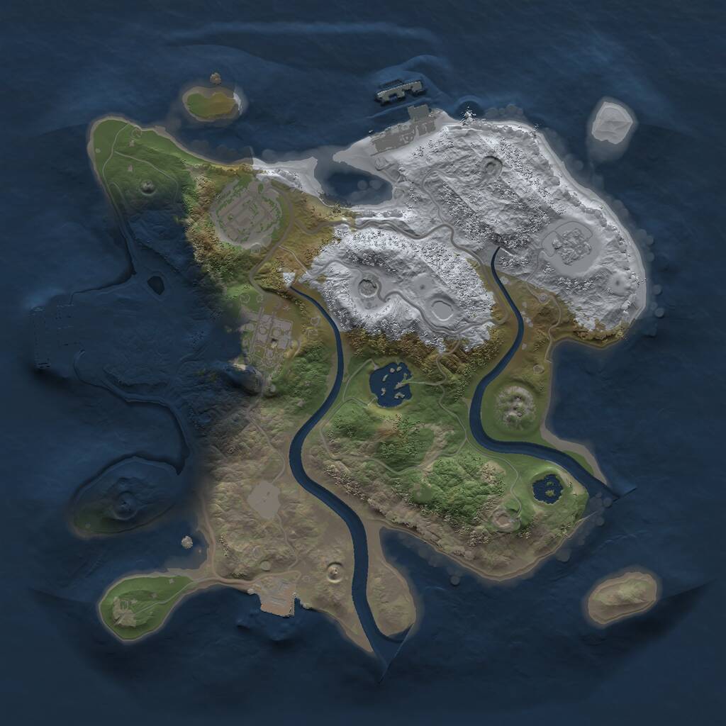 Rust Map: Procedural Map, Size: 2500, Seed: 37886, 8 Monuments