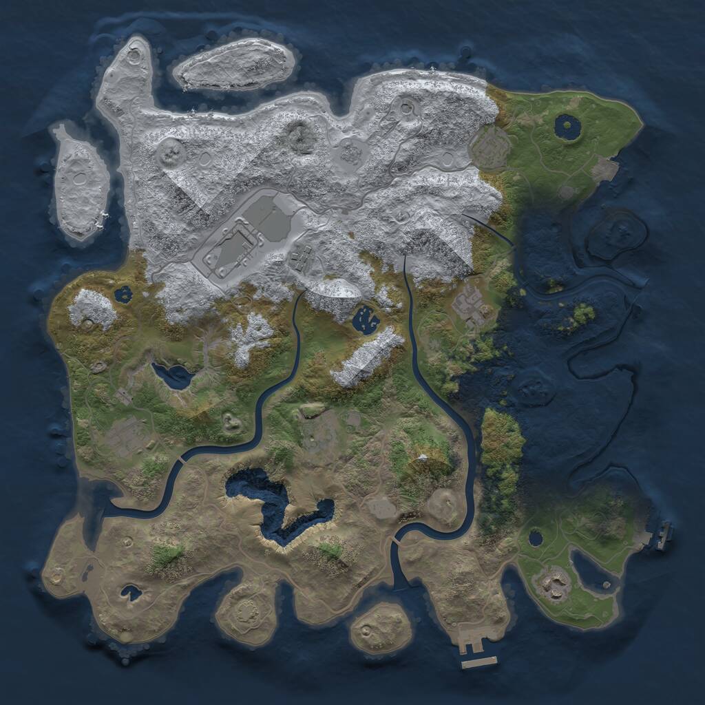 Rust Map: Procedural Map, Size: 4000, Seed: 1909312427, 14 Monuments