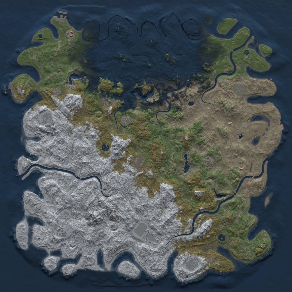 Rust Map: Procedural Map, Size: 6000, Seed: 2106307166, 17 Monuments