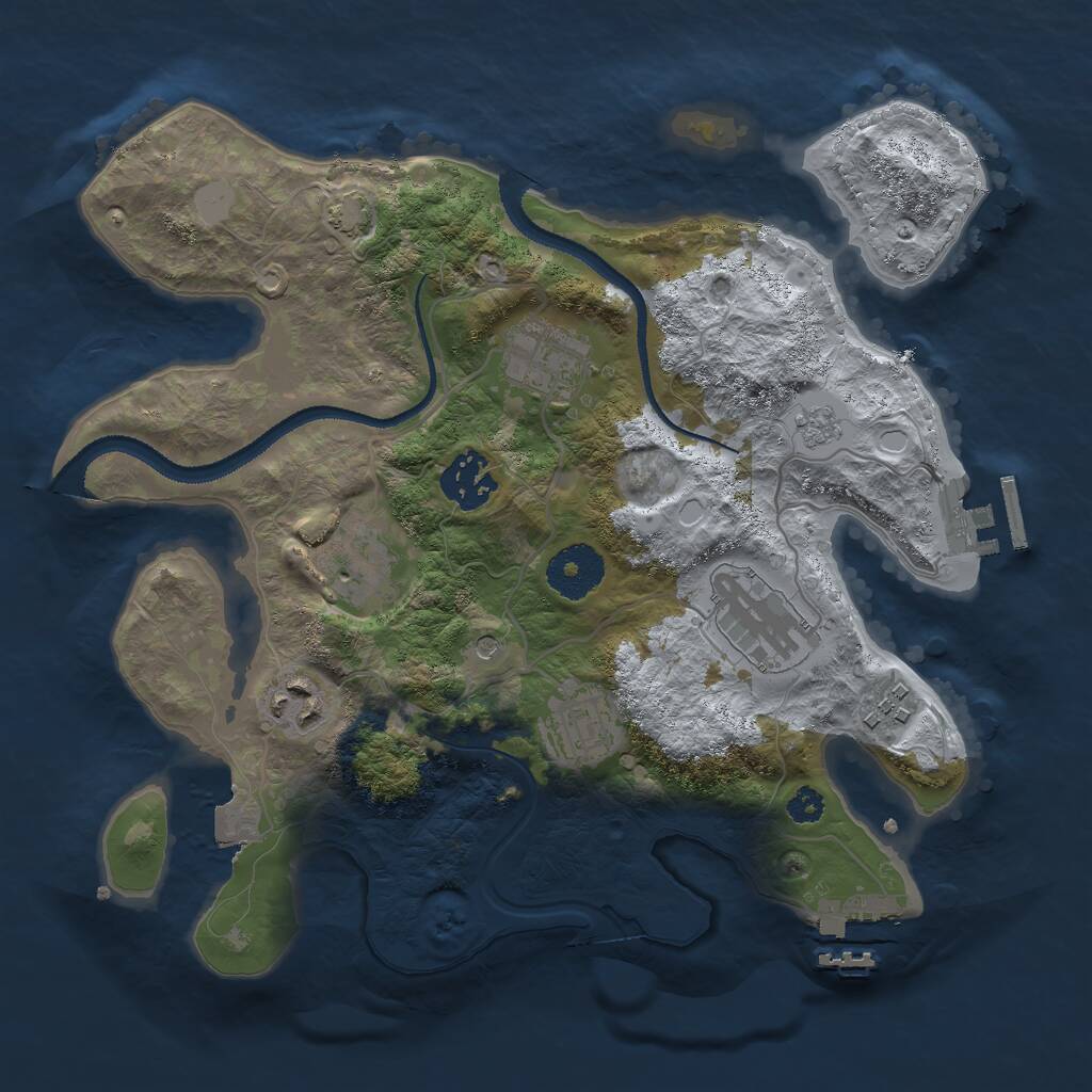 Rust Map: Procedural Map, Size: 3000, Seed: 493655161, 13 Monuments