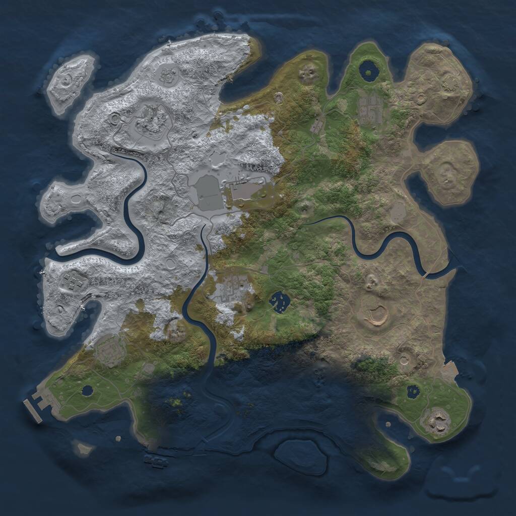 Rust Map: Procedural Map, Size: 3850, Seed: 184284222, 15 Monuments