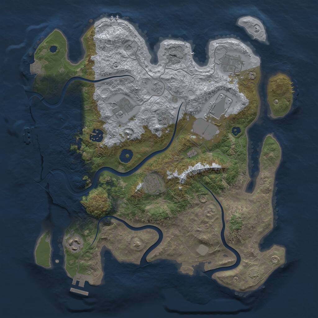 Rust Map: Procedural Map, Size: 3500, Seed: 741988500, 13 Monuments