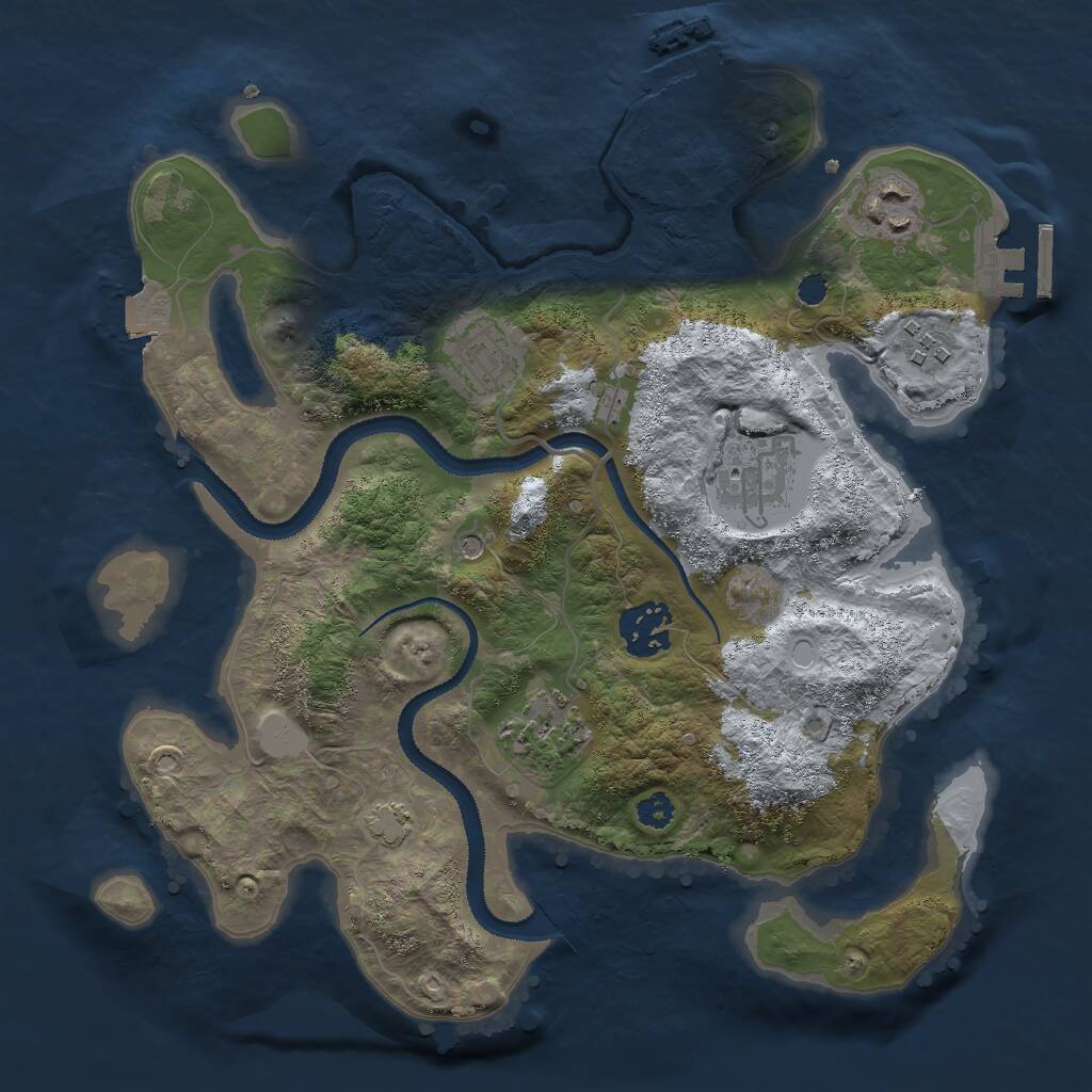 Rust Map: Procedural Map, Size: 3000, Seed: 728916988, 11 Monuments