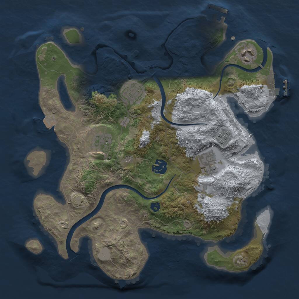 Rust Map: Procedural Map, Size: 3000, Seed: 728916988, 11 Monuments