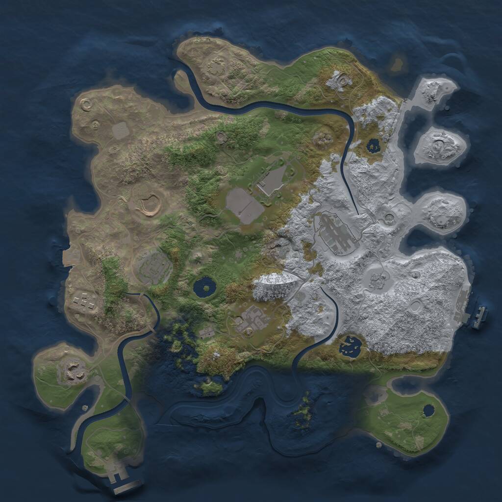 Rust Map: Procedural Map, Size: 3500, Seed: 982634329, 14 Monuments