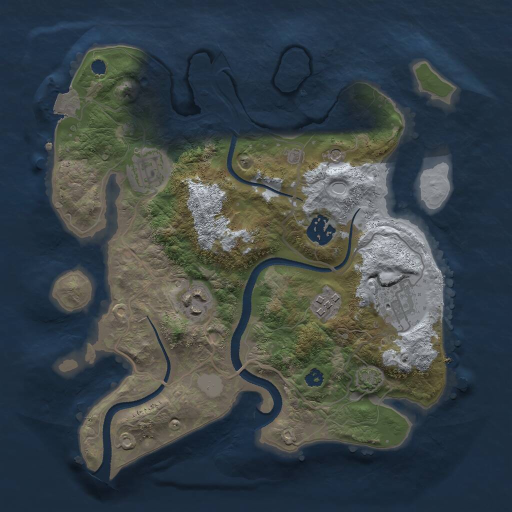 Rust Map: Procedural Map, Size: 2800, Seed: 1927509827, 8 Monuments