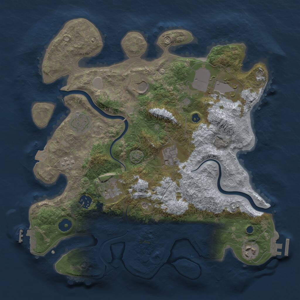 Rust Map: Procedural Map, Size: 3500, Seed: 522571, 13 Monuments