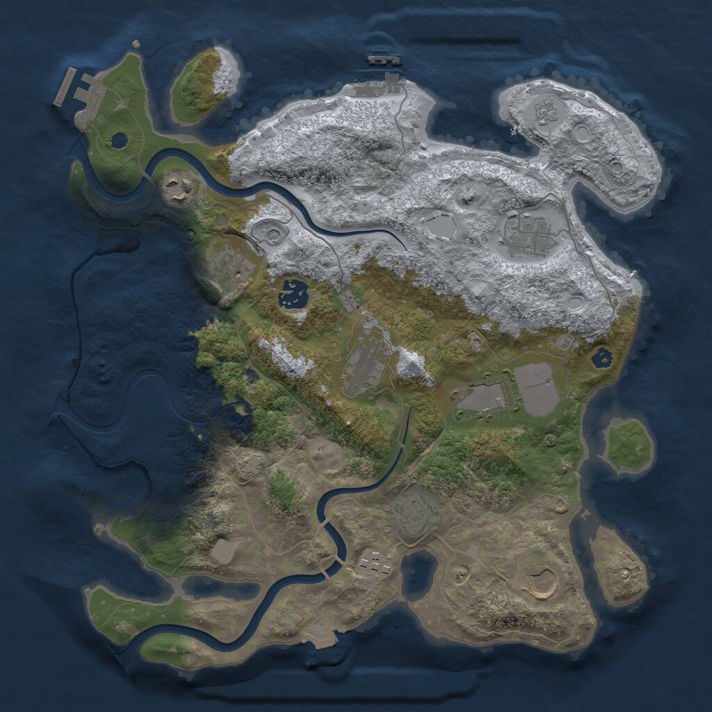 Rust Map: Procedural Map, Size: 3500, Seed: 23670, 15 Monuments