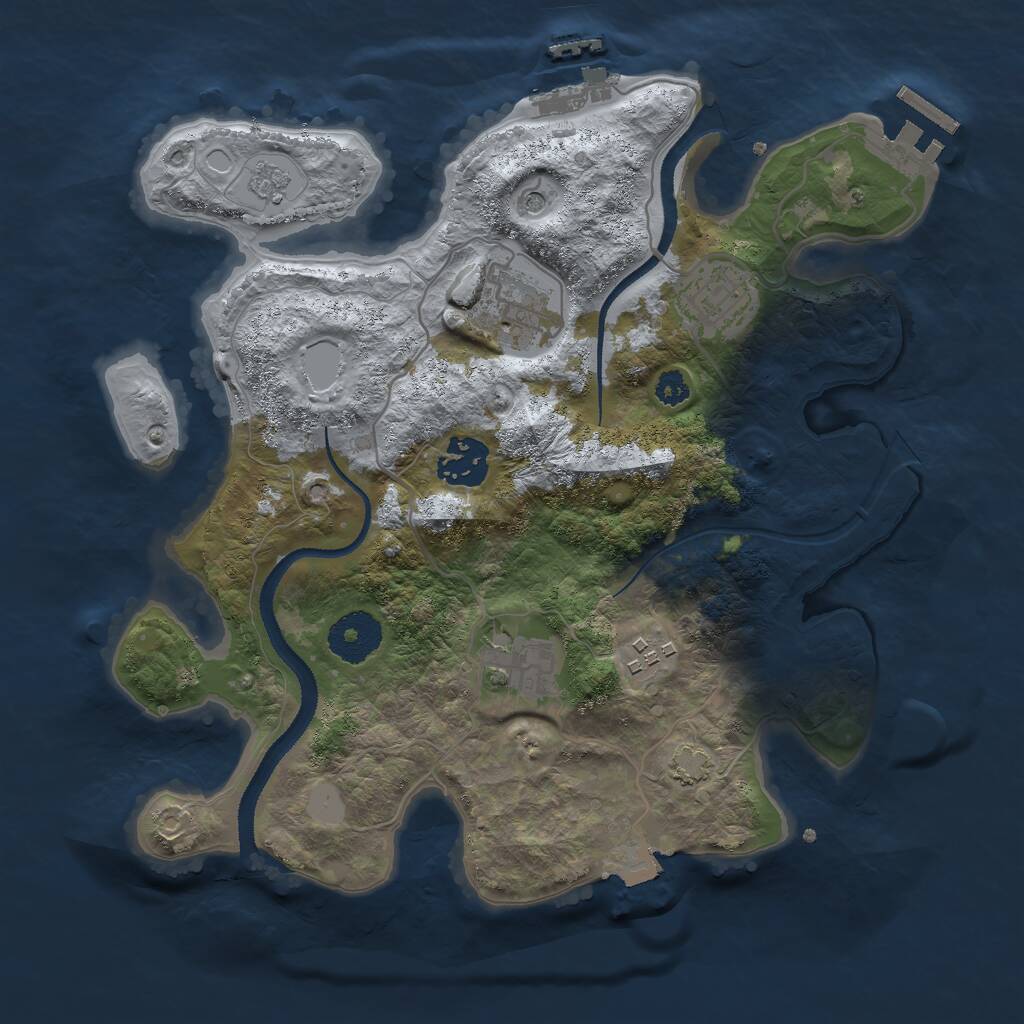 Rust Map: Procedural Map, Size: 3000, Seed: 2041307935, 11 Monuments