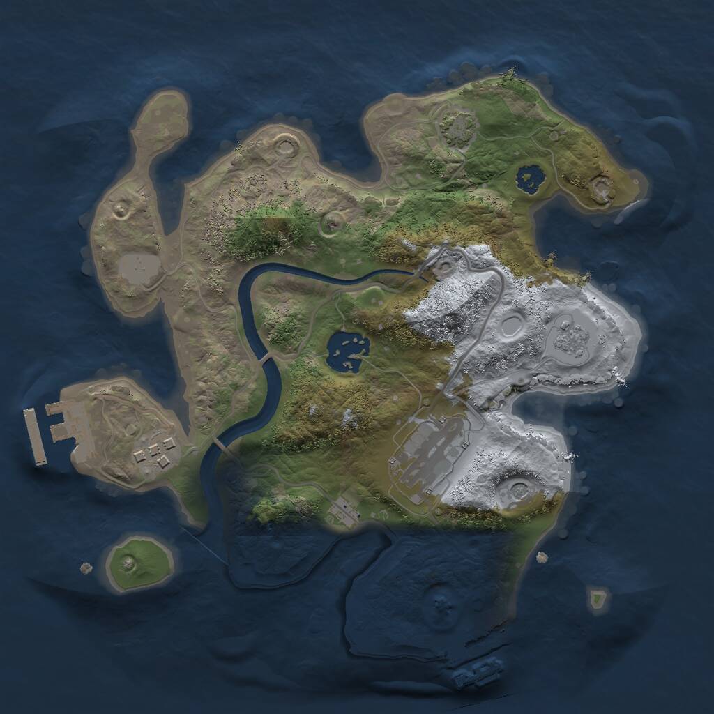 Rust Map: Procedural Map, Size: 2500, Seed: 543762854, 9 Monuments