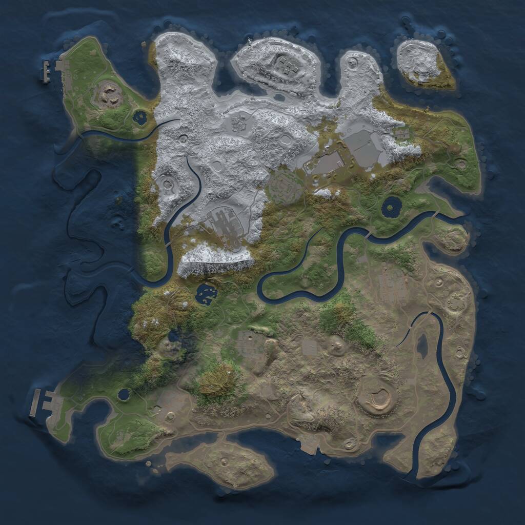 Rust Map: Procedural Map, Size: 3750, Seed: 616970391, 16 Monuments