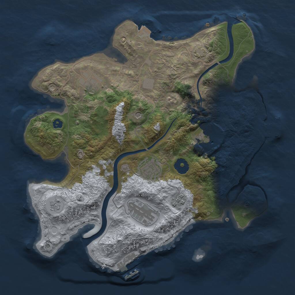 Rust Map: Procedural Map, Size: 3000, Seed: 2119953141, 11 Monuments