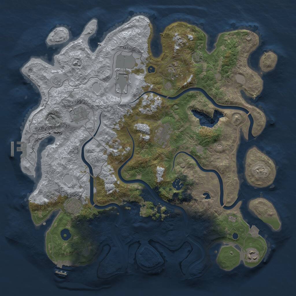 Rust Map: Procedural Map, Size: 4000, Seed: 1424323074, 14 Monuments
