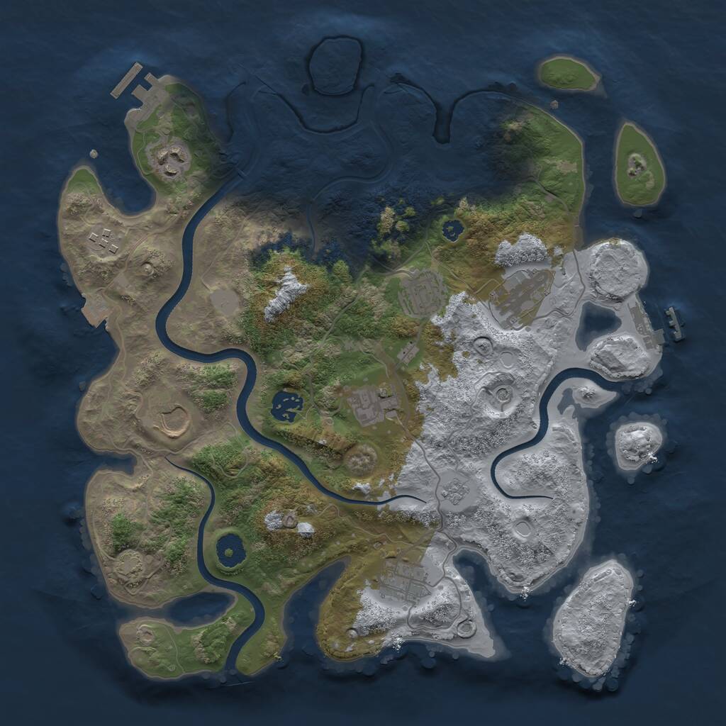 Rust Map: Procedural Map, Size: 3500, Seed: 849887737, 14 Monuments