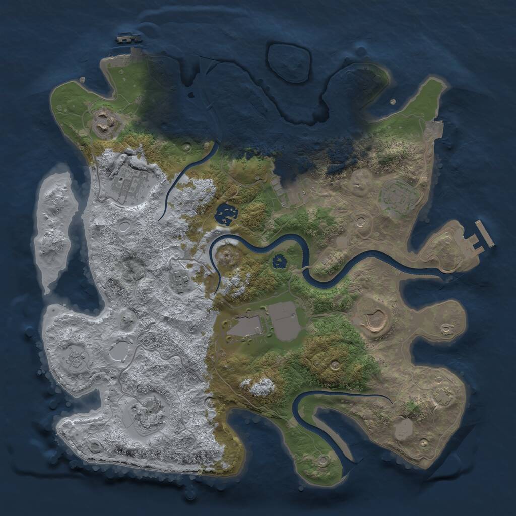 Rust Map: Procedural Map, Size: 3500, Seed: 8800, 15 Monuments