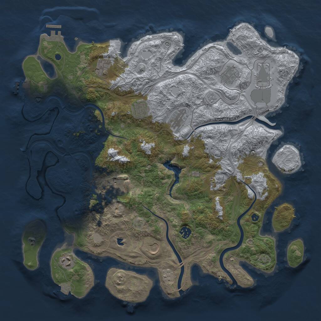 Rust Map: Procedural Map, Size: 4250, Seed: 746460844, 17 Monuments