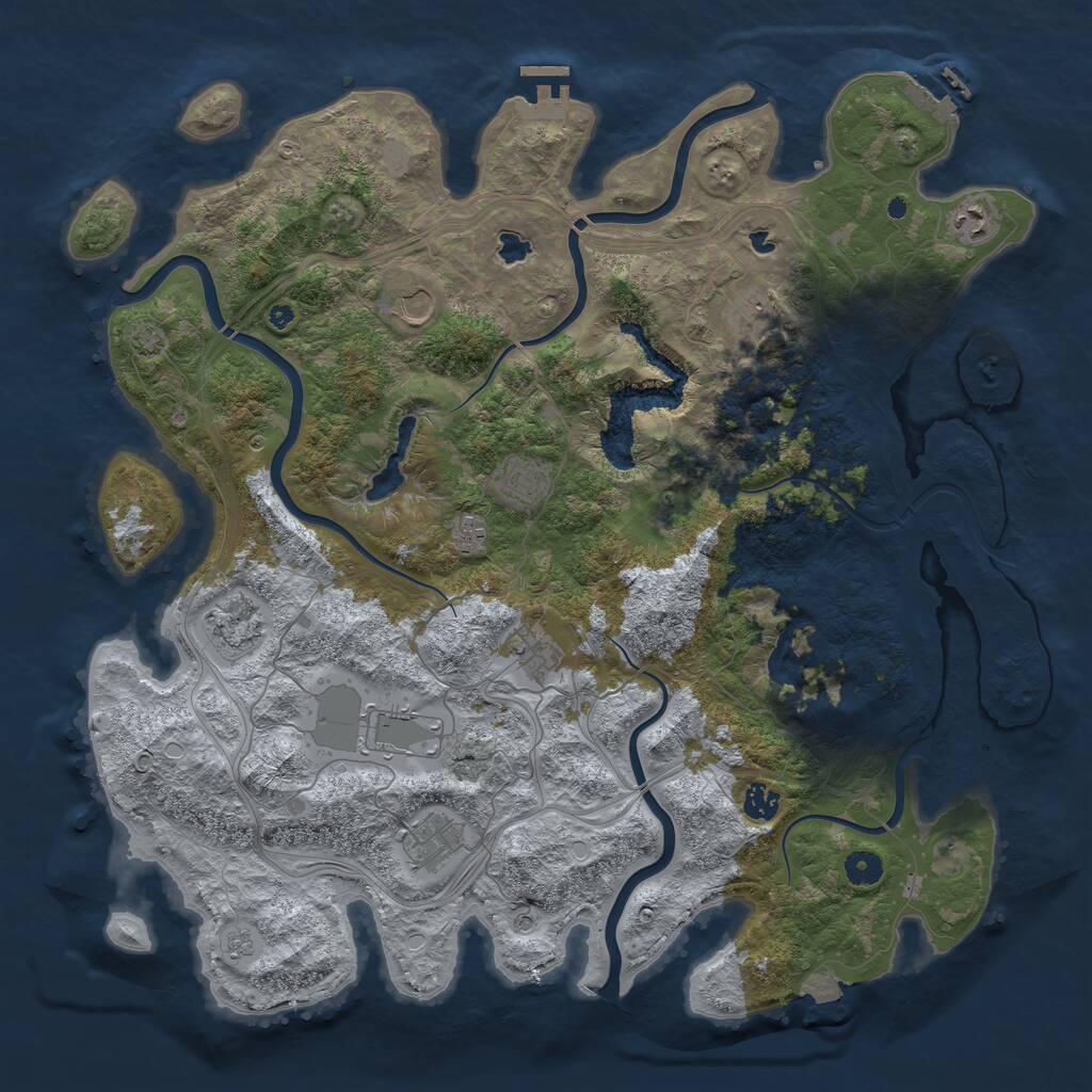 Rust Map: Procedural Map, Size: 4500, Seed: 1929544881, 16 Monuments