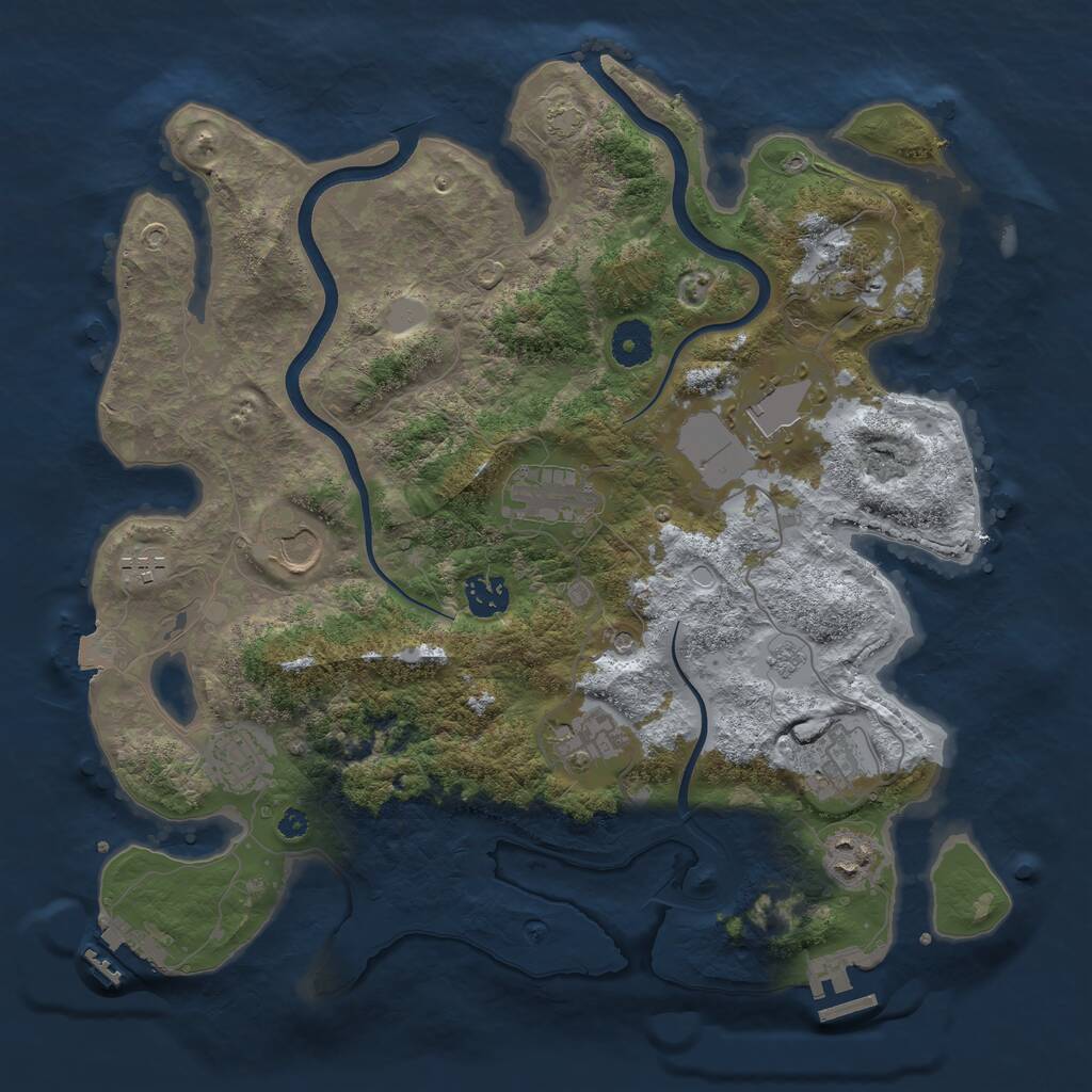 Rust Map: Procedural Map, Size: 3700, Seed: 348921, 16 Monuments