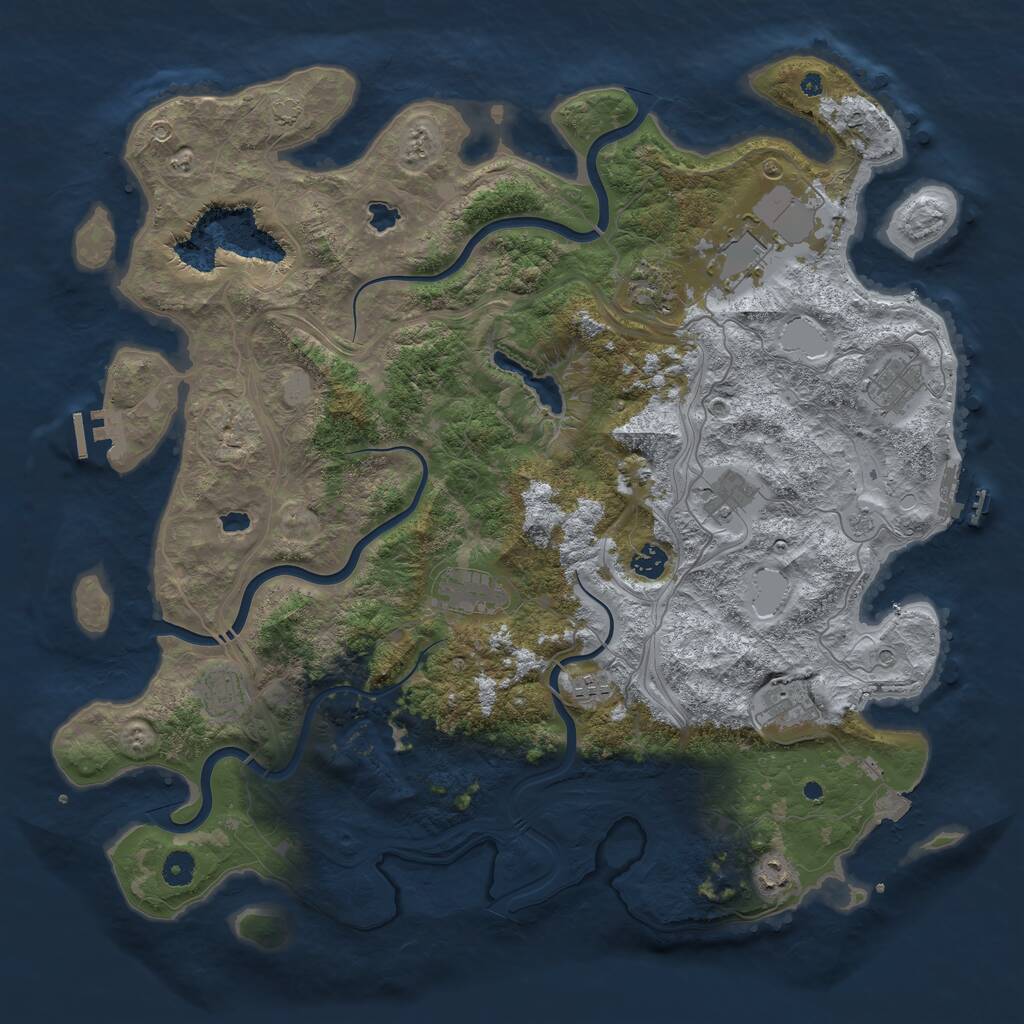 Rust Map: Procedural Map, Size: 4500, Seed: 43568469, 16 Monuments