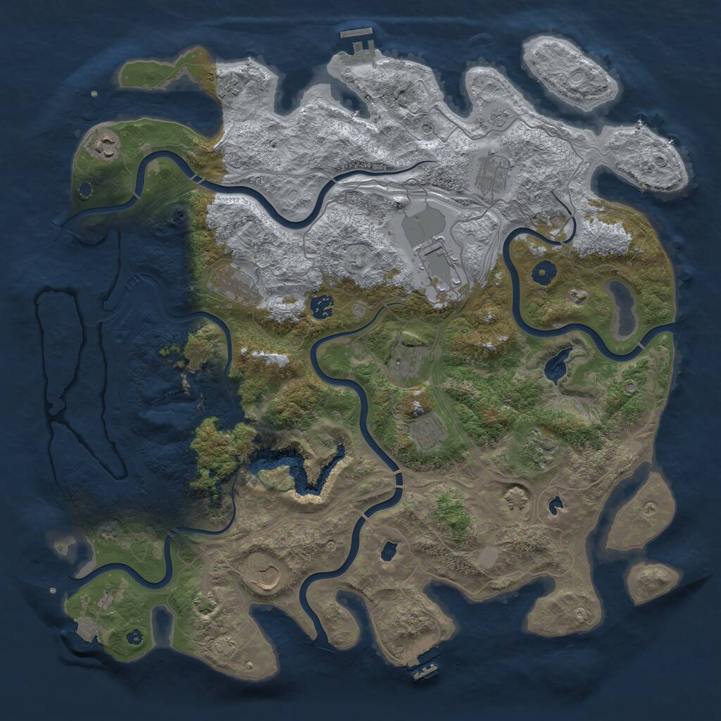 Rust Map: Procedural Map, Size: 4500, Seed: 74100475, 16 Monuments