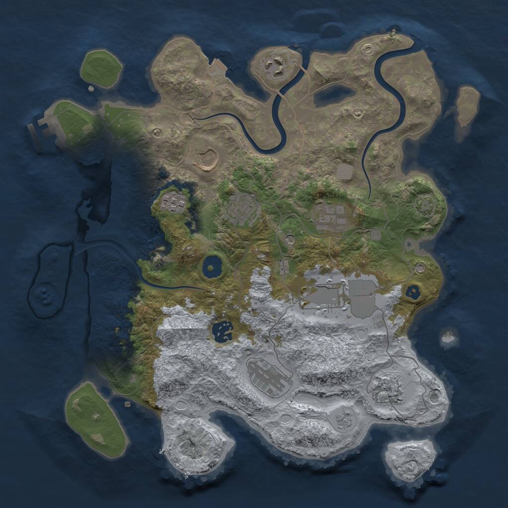 Rust Map: Procedural Map, Size: 3500, Seed: 1880251153, 14 Monuments