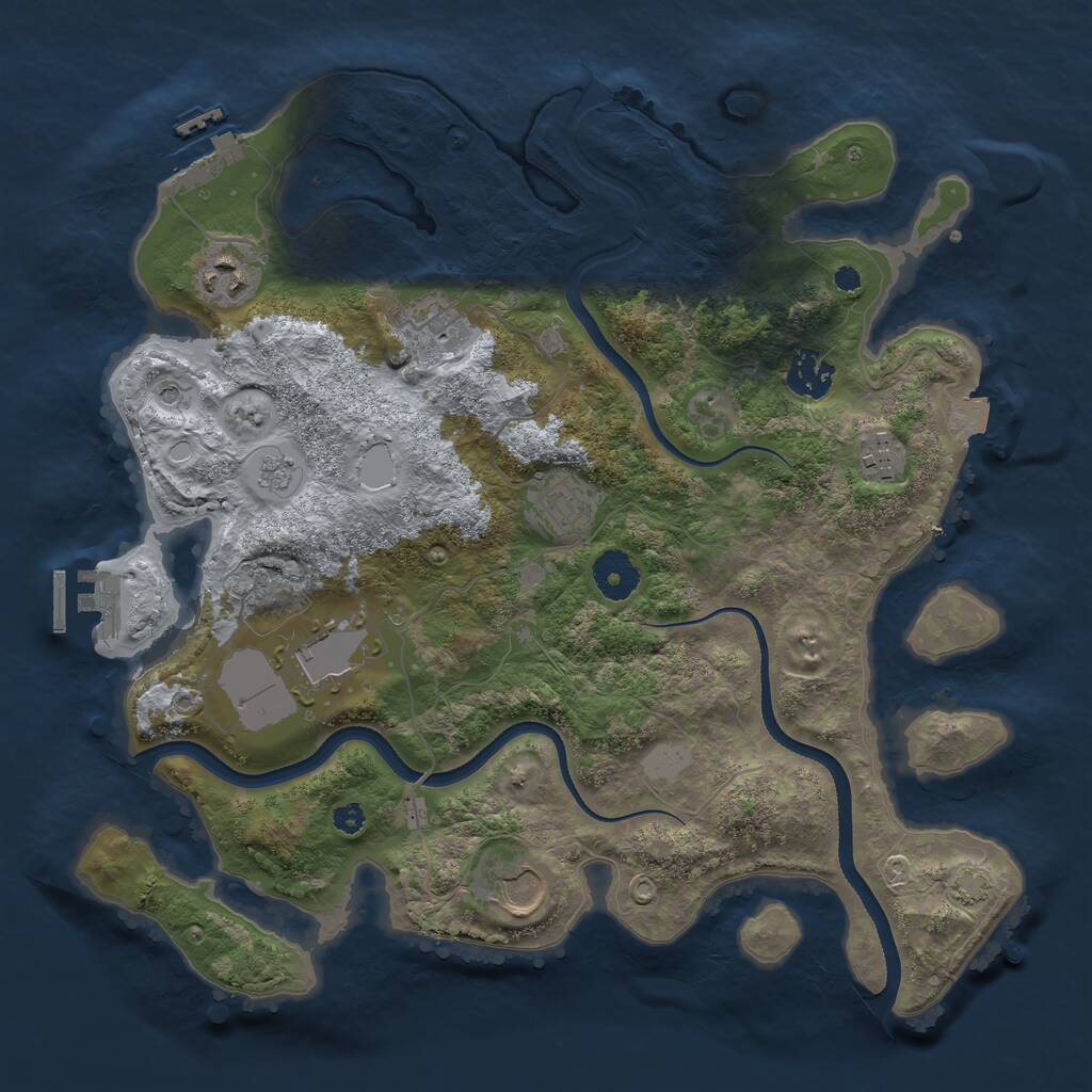 Rust Map: Procedural Map, Size: 3500, Seed: 2056690219, 13 Monuments