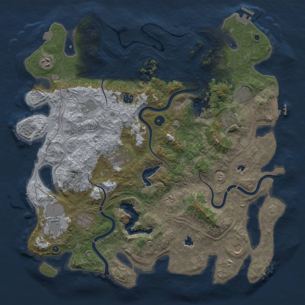 Rust Map: Procedural Map, Size: 4500, Seed: 1170191038, 17 Monuments
