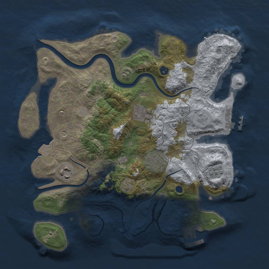 Rust Map: Procedural Map, Size: 3000, Seed: 1336262559, 10 Monuments