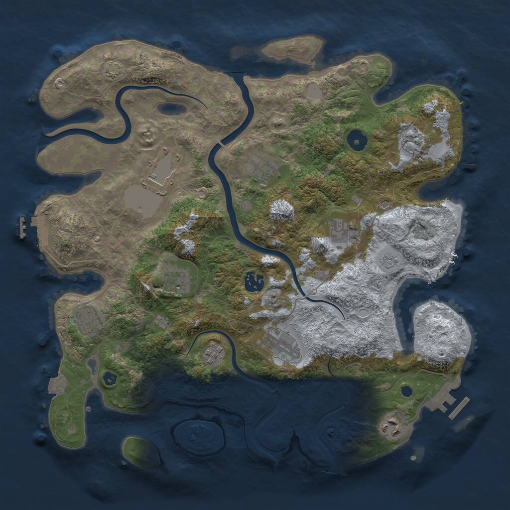 Rust Map: Procedural Map, Size: 3750, Seed: 316364286, 16 Monuments