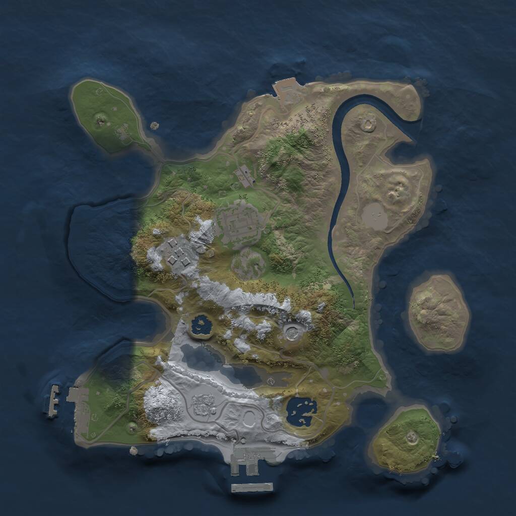 Rust Map: Procedural Map, Size: 2500, Seed: 57684, 8 Monuments