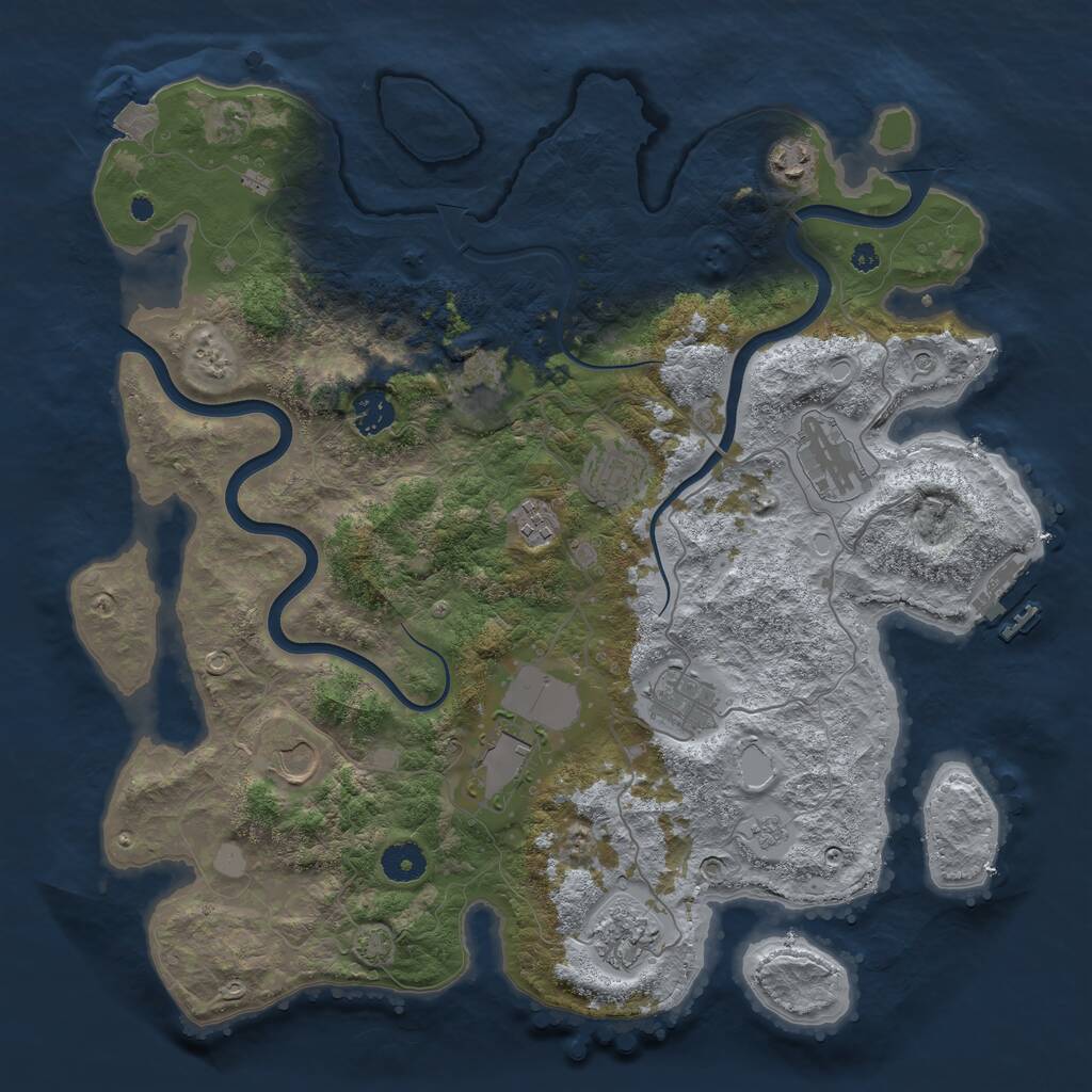 Rust Map: Procedural Map, Size: 3880, Seed: 8988857, 15 Monuments