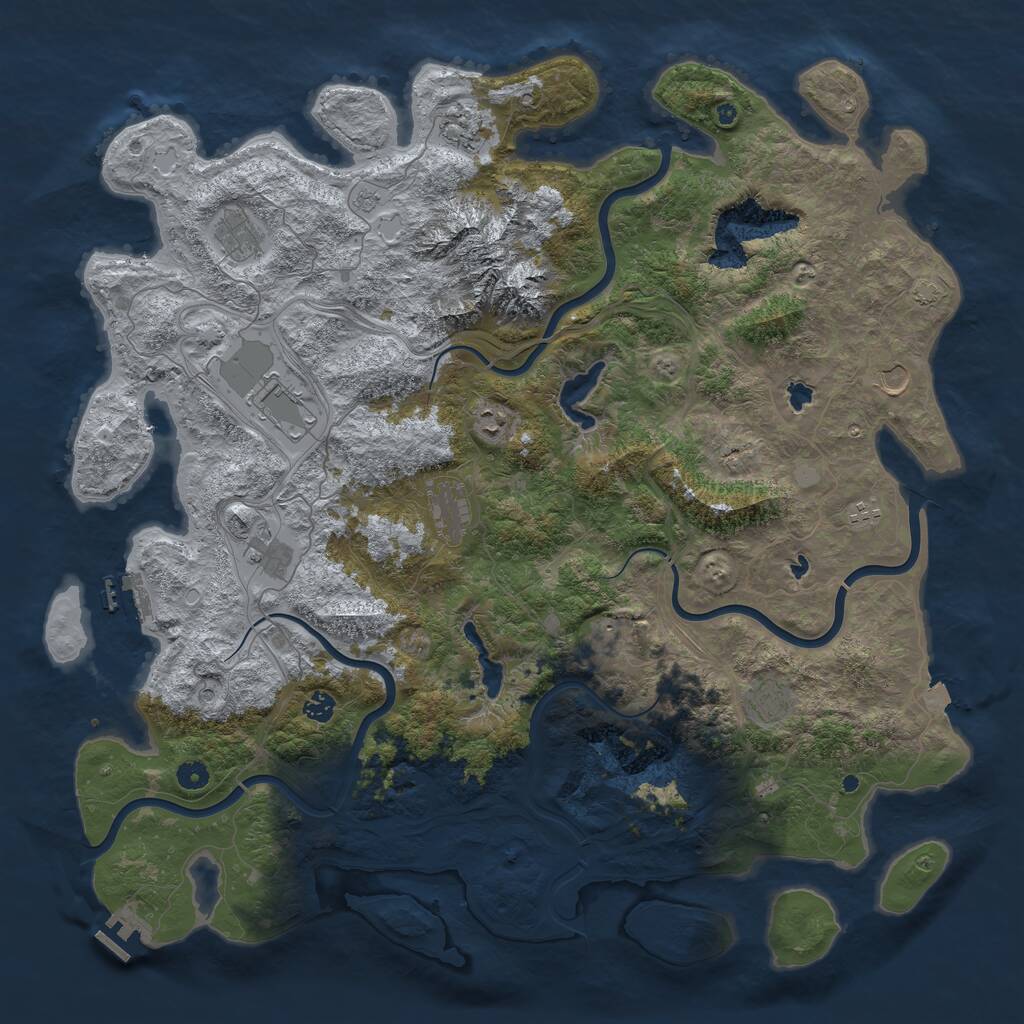 Rust Map: Procedural Map, Size: 5000, Seed: 660886316, 17 Monuments